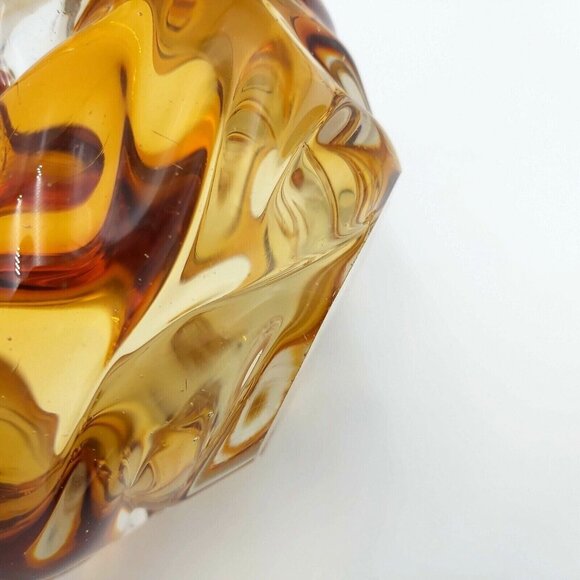 Amber Colored Glass Art Ashtray Table Decor Unsigned Possibly Murano or Chalet - Picture 7 of 8